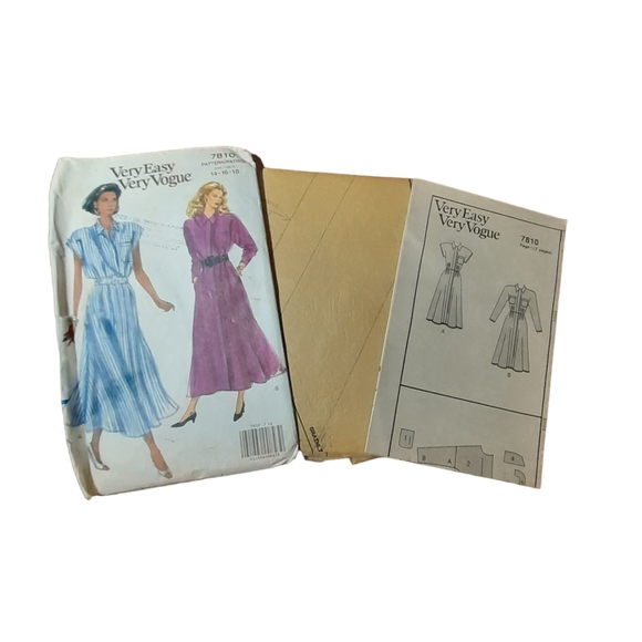 Vogue 7810 Sewing Pattern Shirt Dress 14-16-18 - Picture 2 of 5